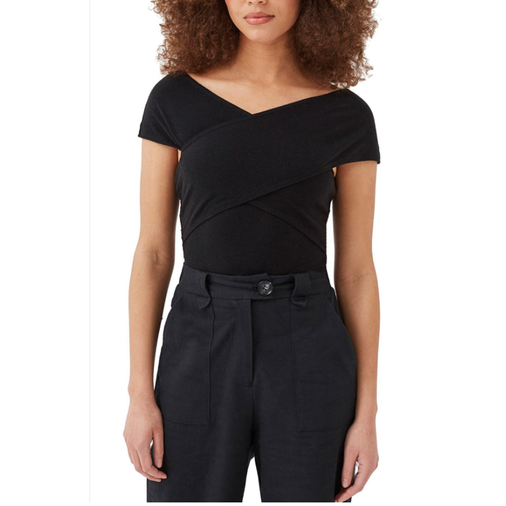 4th & Reckless Wyatt Off The Shoulder Bodysuit Womens S Small Ribbed Snap Button